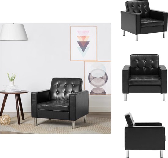 vidaXL Fauteuil Elegante - Woonkamer Kantoor Slaapkamer - 75x70x75 cm - Zwart - Kunstleer - Fauteuil