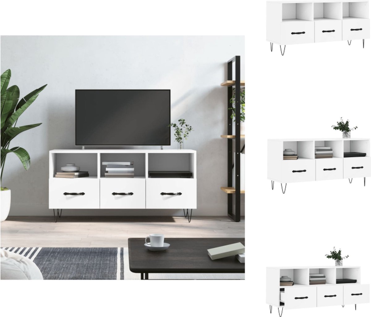 VidaXL TV-meubel 102x36x50 cm Wit Kast