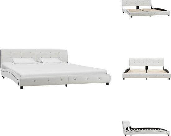 vidaXL Bedframe Classic - 180x200 cm - Wit - IJzer en hout - Bed