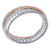 Behave Armbanden set - setje van verschillende bangles - wit - zilver kleur - rosé -19cm
