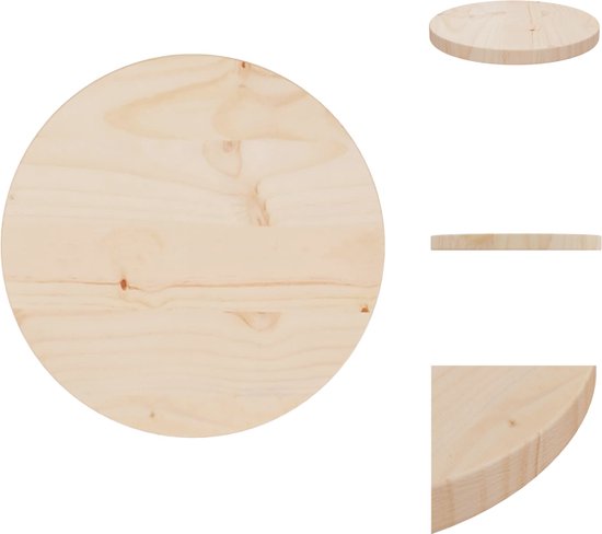 VidaXL Tafelblad rond 60x3 cm massief grenenhout wit