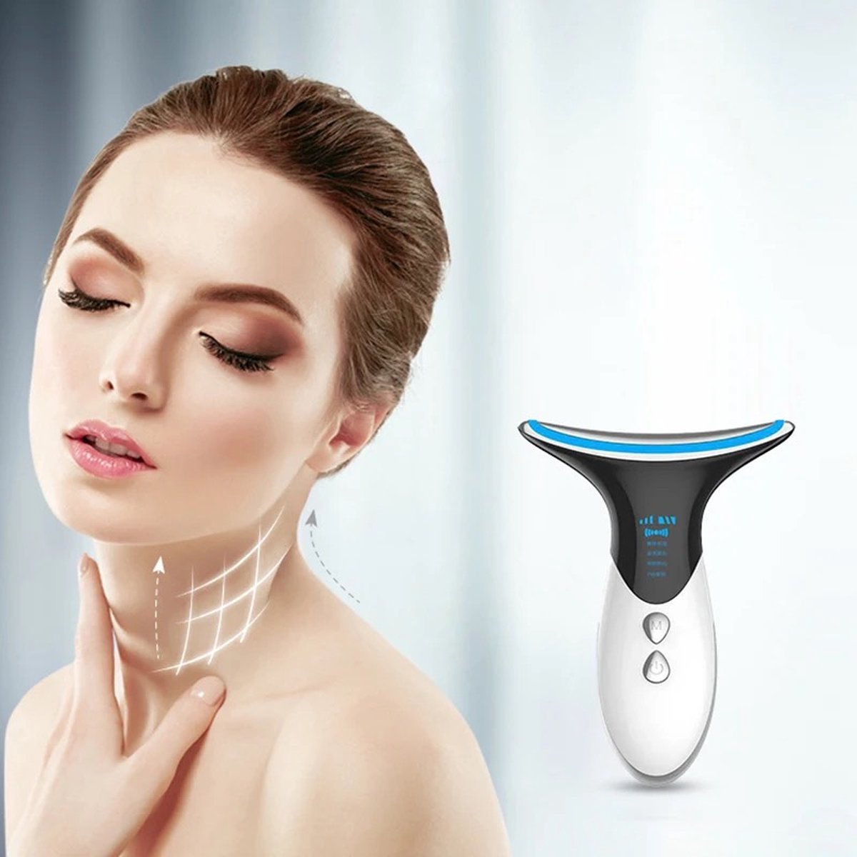 Afbeelding 3 van Huidverjongingsapparaat - Led gezichtsmasker - Facelift apparaat - Anti rimpel - Gezichtsmassage - Nekmassage - Wit, Zwart