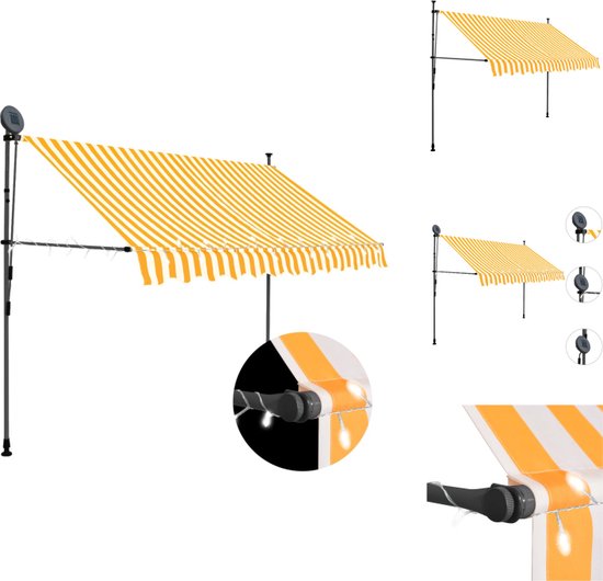 vidaXL Zonwering Geel en wit - 200 x 150 cm - Uittrekbaar 0-150 cm vidaXL Zonwering Geel en wit - 200 x 150 cm - Uittrekbaar 0-150 cm