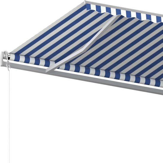 vidaXL Auvent extensible - Auvent extérieur - 500x350 cm - Blauw et Wit - Protection solaire pour fenêtre