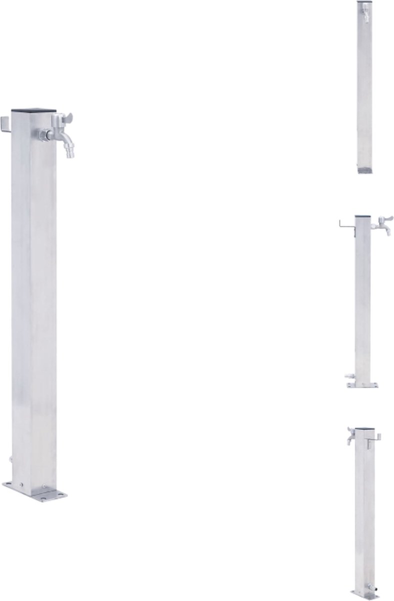 vidaXL Waterzuil RVS - Tuinkraan - Stabiele basis - 23.5x7x100 cm - Tuinsproeier