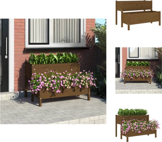 vidaXL Plantenstandaard - 2-laags ontwerp - 110x84x75 cm - Massief grenenhout - Bloempot