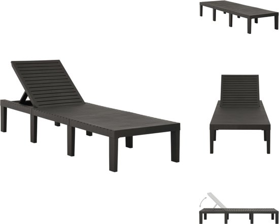 vidaXL Ligbed met wielen inklapbaar PP groen, tuinstoel, terrasmeubel