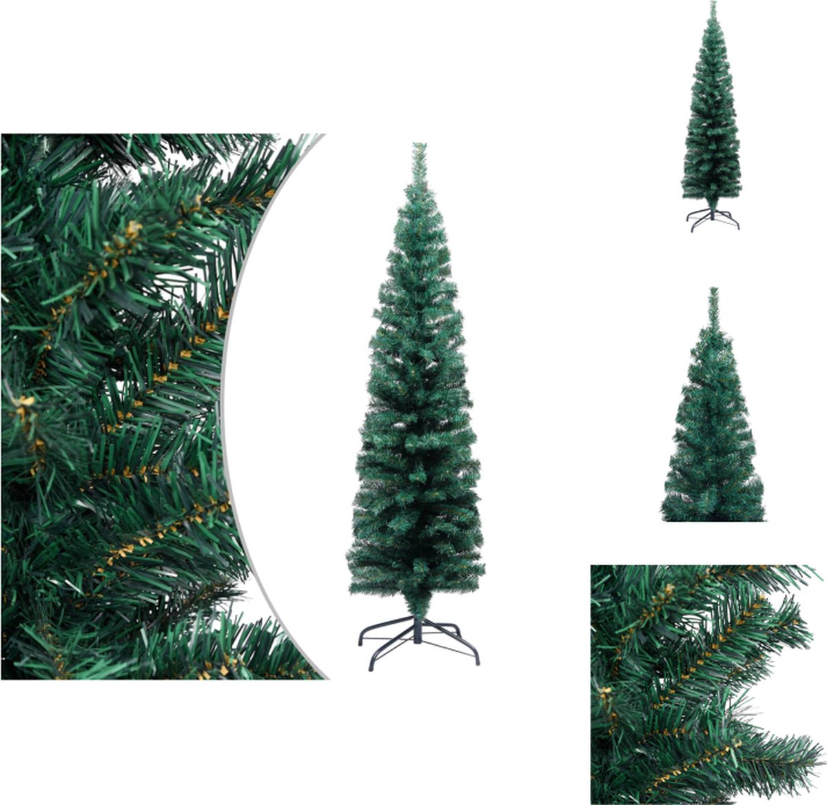 vidaXL Kunstkerstboom Smalle Groene 120 cm - PVC - Staal - Decoratieve kerstboom