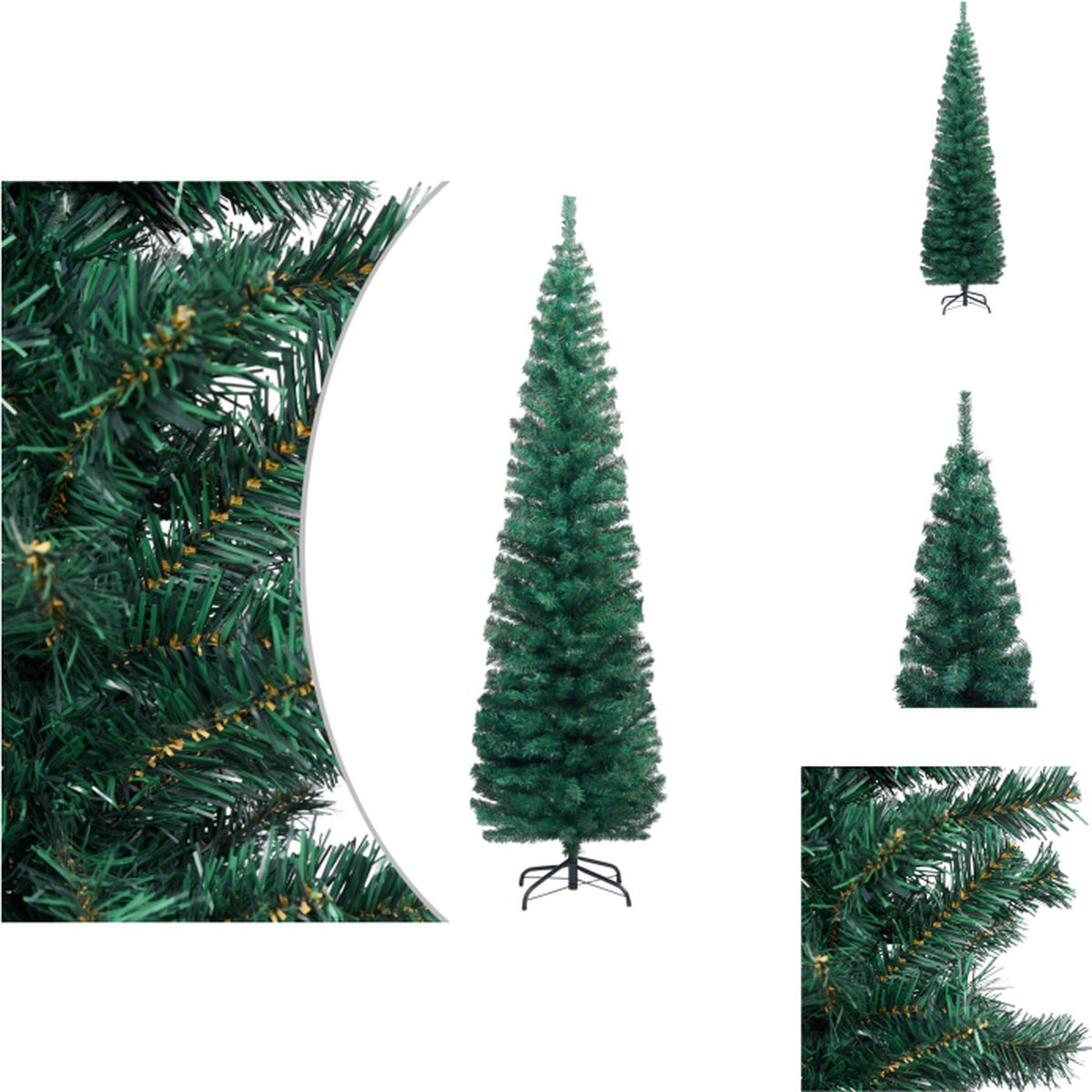 vidaXL Kunstkerstboom - Opvallend middelpunt - Unieke kerstsfeer - PVC/Staal - 240 cm - Groen - 486 uiteinden - Decoratieve kerstboom