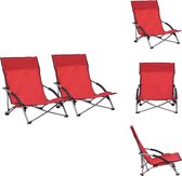 vidaXL Chaises de plage pliantes - Rouge - Tissu Oxford et acier - 55,5 x 65,5 x 66 cm - Set de 2 - Chaise de jardin
