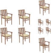 vidaXL Ensemble de chaises de jardin en bois - Empilable - Bois de teck - 58 x 50 x 89 cm - Finement poncé - Chaise de jardin