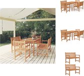 vidaXL Tuinset - Massief Teakhout - Tafel 140x80x77cm - Bank 114x60x90cm - Stoel 58x60x90cm - Tuinset