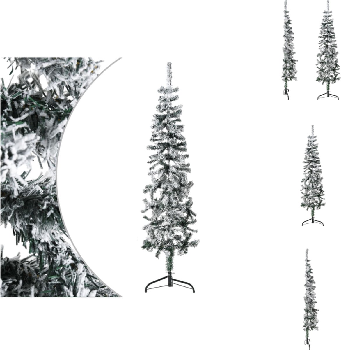 vidaXL Kunsthalfboom - PVC - 120 cm - Witte sneeuwblokken - Decoratieve kerstboom