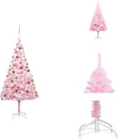 vidaXL Kunstkerstboom Roze - 240 cm - LED Verlichting - PVC - Decoratieve kerstboom