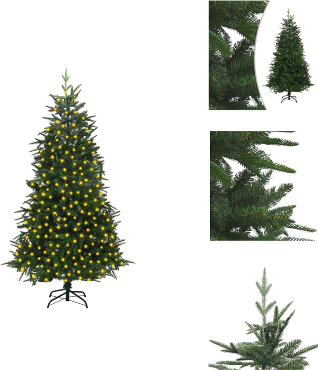 vidaXL Kerstboom 240 cm - PVC/PE - Groen - Met LED-verlichting - Incl - standaard - Decoratieve kerstboom