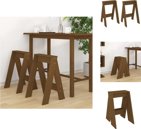 vidaXL Barkrukken - Rustiek houten krukken - 40x40x60 cm - Massief grenenhout - Krukje