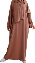 Livano Abaya - Gebedskleding Dames - Islamitische Kleding - Jilbab - Khimar - Vrouw - Alhamdulillah - Khaki