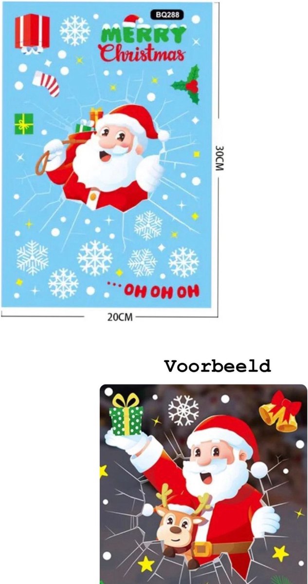 Akyol Kerstman stickers Kerst sticker Raamsticker voor kerst leuke raam decoratie kerst sneeuwvlokjes kerst decoratie kerst versiering stickers voor op je raam -kerst-Rendier blauwe stickers kerstmis sneeuw sticker