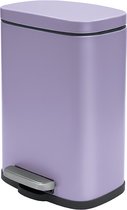 Spirella Poubelle à pédale Venice - violet lilas - 5 litres - métal - L21 x H30 cm - fermeture soft- WC/salle de bain