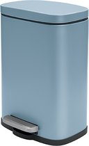 Spirella Poubelle à pédale Venice - bleu - 5 litres - métal - L21 x H30 cm - fermeture soft- WC/salle de bain