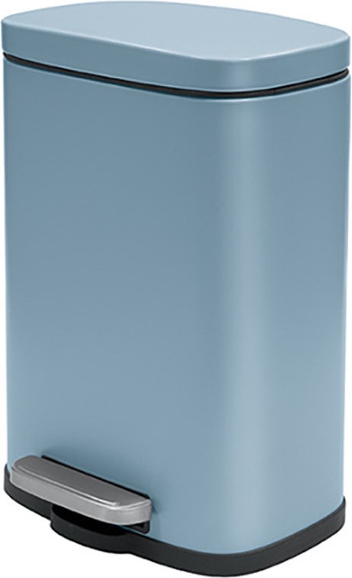 Spirella Pedaalemmer Venice - blauw - 5 liter - metaal - L21 x H30 cm - soft-close - toilet/badkamer