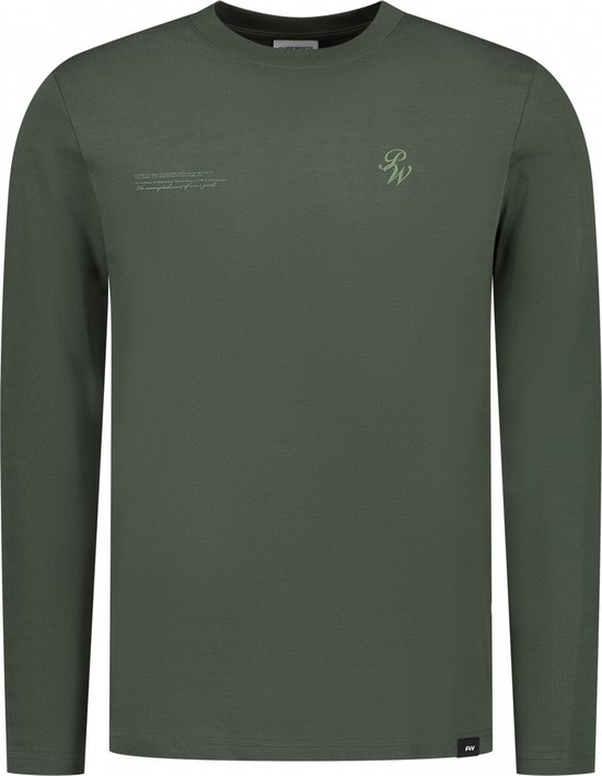 Purewhite - Heren Regular fit T-shirts Crewneck LS - Forest Green - Maat S