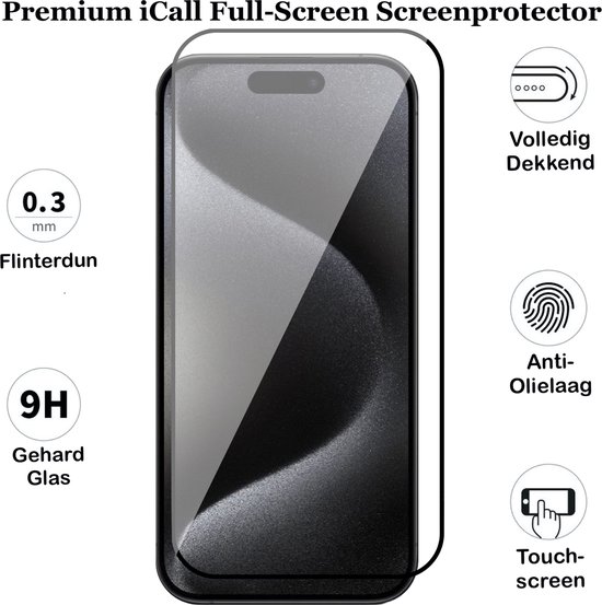 Coque iPhone 15 Pro Porte-Carte - Protecteur d'écran FullGuard + Protecteur d'écran pour objectif d'appareil photo - Coque arrière en Siliconen Oranje