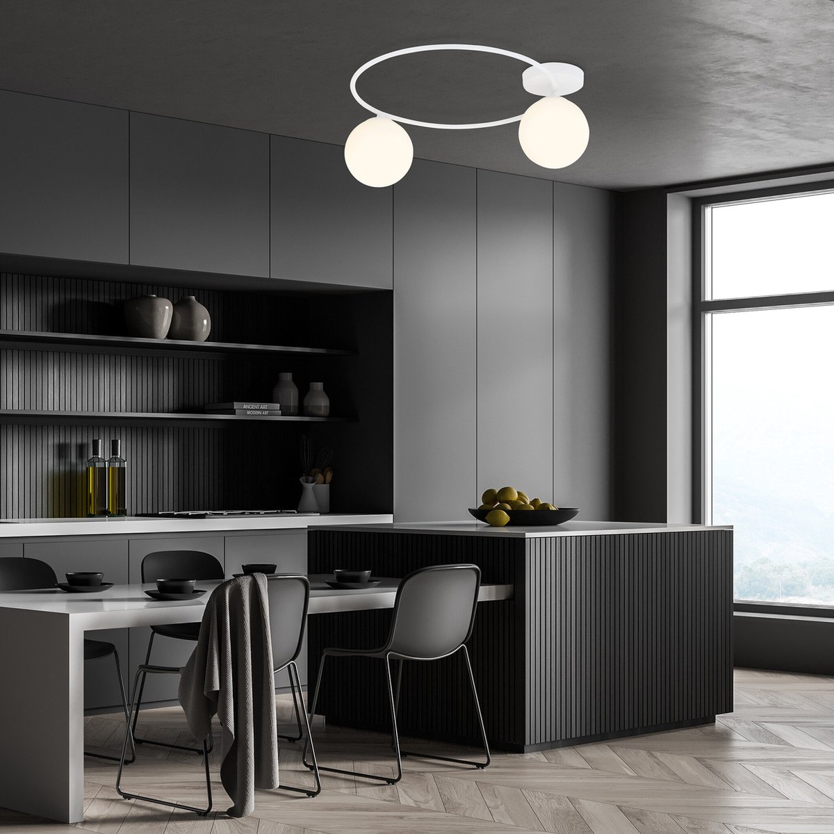Emibig Knappe plafondlamp wit met witte glazen bollen 2x E14 - Perfecte verlichting voor elke ruimte