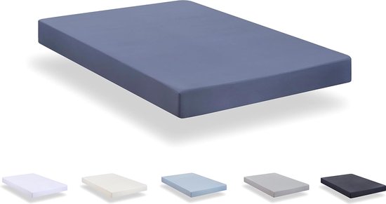 Geborsteld microvezel extra zacht hoeslaken (Bed 90 x 190/200 cm, Grijs Blauw)