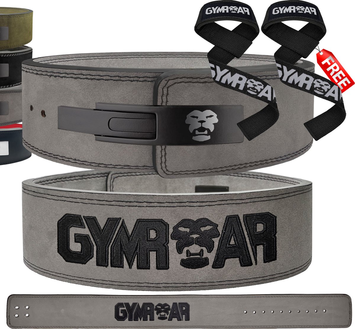 Gymroar Lifting Belt - Powerlift Riem - Lever Belt - Fast Clip Sluiting - Powerlifting - Crossfit - Bodybuilding - Deadlift - Squat - 10MM - Grijs - L - GYMROAR