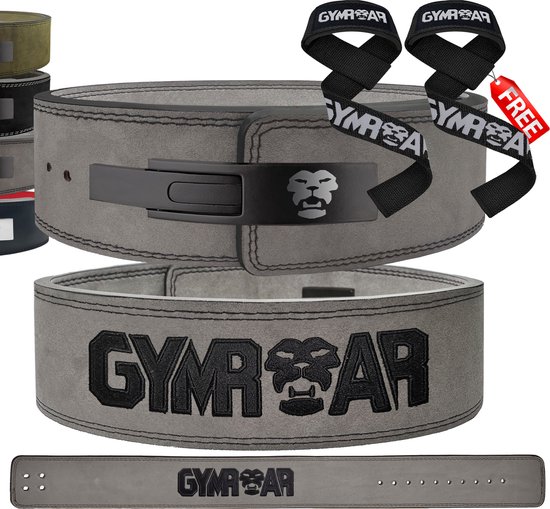 Gymroar Lifting Belt - Powerlift Riem - Lever Belt - Fast Clip Sluiting - Powerlifting - Crossfit - Bodybuilding - Deadlift - Squat - 10MM - Grijs - L - GYMROAR
