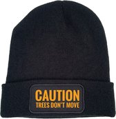 Wintermuts zwart - Caution Trees don't move - soBAD. | Wintersport | Après ski outfit Warme Muts voor Volwassenen | Heren en Dames Beanie