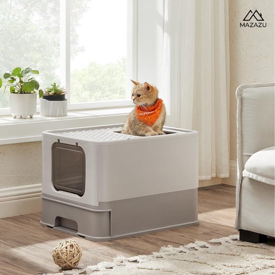 MIRA Home - Kattenbak - Opvouwbaar - Katten - Bak Met Deksel - 54.3x42.2x37.8