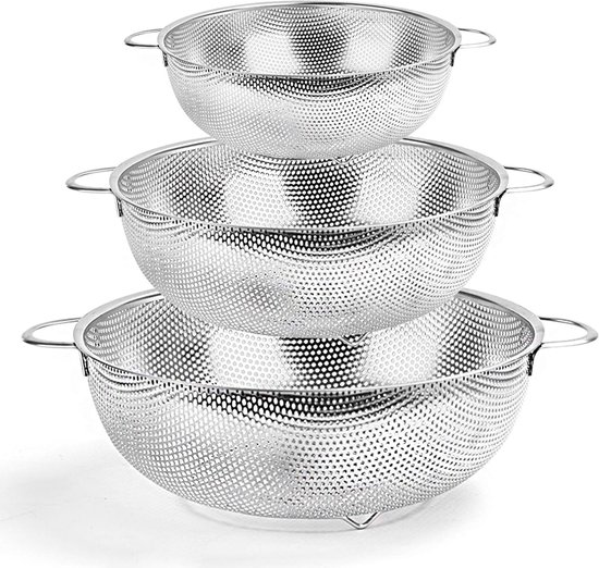 roestvrijstalen zeef (set van 3 / 28 cm, 20 cm) | bol