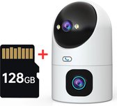 Babyfoon Met Dubbele Lens - Camera Huisdier 2 Way Speech - Beveiligingscamera Buitencamera WiFi Met App - Met 128GB Micro-SD Kaart