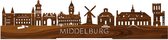 Standing Skyline Middelburg Palissander hout - 40 cm - Woon decoratie om neer te zetten en om op te hangen - Meer steden beschikbaar - Cadeau voor hem - Cadeau voor haar - Jubileum - Verjaardag - Housewarming - Aandenken aan stad - WoodWideCities