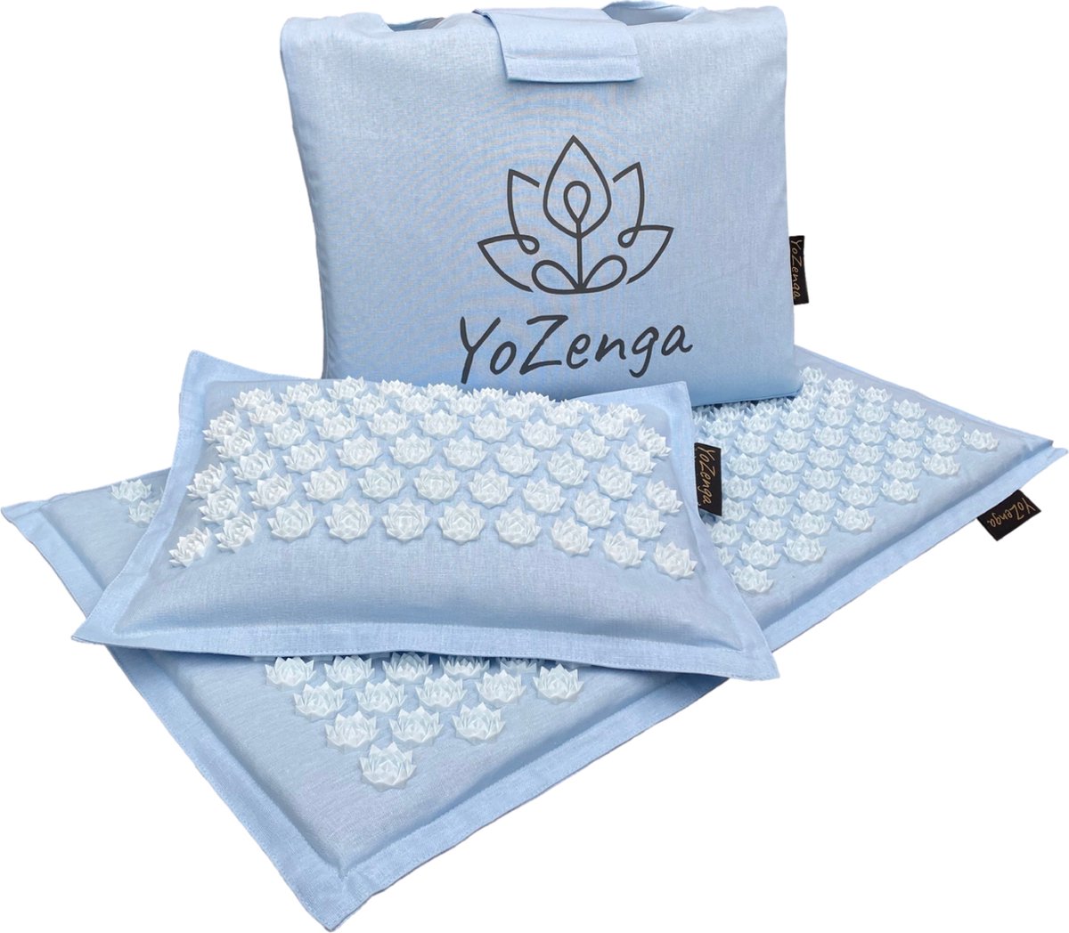 Goedkoopste YoZenga Premium Spijkermat Beau Blue met Lotus Spikes | Acupressuur Mat met Kokosvezel Vulling & Boekweitkussen | Stressverlichting, Pijnverlichting, Yoga & Ontspanning | Inclusief Draagtas