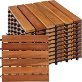 Vlondertegel - Terrastegels - Tuintegels - Terrasplanken - Balkon vloer - Kliktegels - Buiten tegels - Terrastegels hardhout - 11 stuks - 1 m² - Acaciahout - Bruin - 30 cm x 30 cm x 2,4 cm