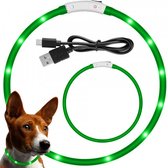 LED Halsband met verlichting - GROEN - Hondenhalsband voor Honden en Katten Oplaadbaar inclusief Accu en Laadkabel Verstelbaar Lengte 50 cm.