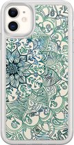 Casimoda® hoesje - Geschikt voor iPhone 11 - Mandala Blauw - 2-in-1 case - Schokbestendig - Geometrisch patroon - Verhoogde randen - Blauw, Transparant