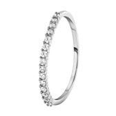 Lucardi Dames Ring met rij zirkonia - Ring - Cadeau - Echt Zilver - Zilverkleurig