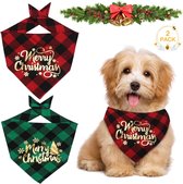 Pakket van 2 Kerst Hondenbandana's Huisdier Nekdoek Sjaal Hoofddoeken voor Kerst Huisdier Kostuum Set Driehoekige Huisdier Slabbetje voor Kleine Middelgrote Grote Honden Katten (Zwart, Rood, Zwart Groen)
