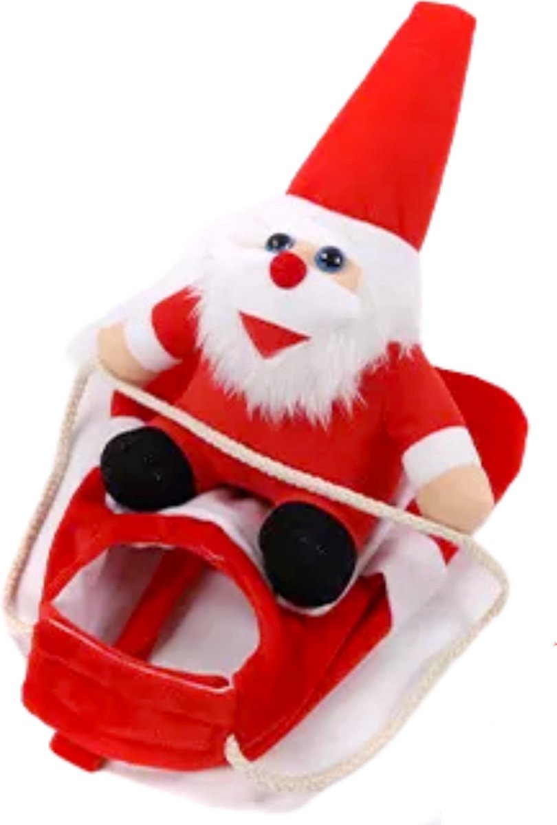 JKGHK Kerst Huisdier Kostuum Grappige Hond Outfits Kerstman Rijden Op Hond Huisdier Kat Hondenkleding Pak voor Yorkshire Poedel, Pommeren Feestelijke Geschenken,L
