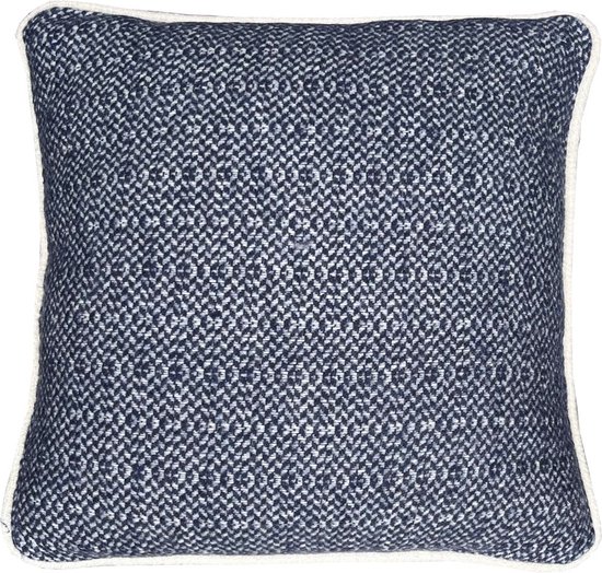 Space blue structure recycled wool square cushion