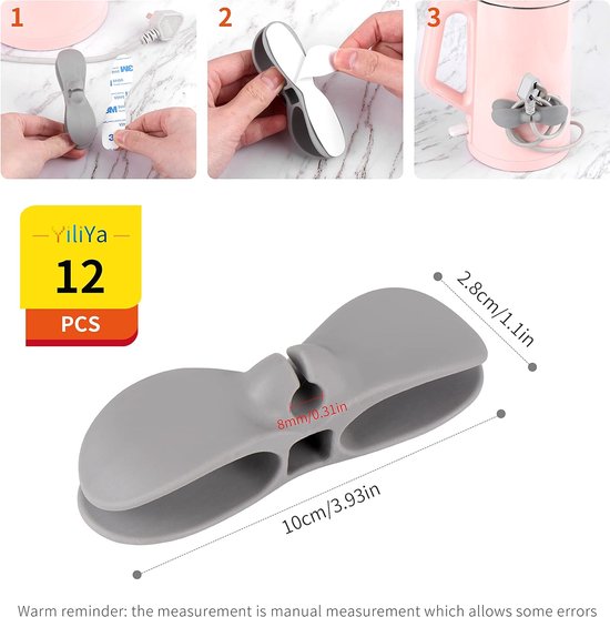 Kabelorganizer voor Apparaten,Forreen 12 Stuks Kabelhaspel voor Keukenapparaten Zelfklevend Multifunctioneel Buigzaam Kabelhouder voor Keukenapparaten, Mixers, Rijstkoker, Airfryer