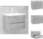 vidaXL Meuble lavabo - gris béton - panneaux de particules - 60 x 38,5 x 45 cm - Lavabo intégré - blanc - céramique - 61 x 39,5 x 18,5 cm - design tendance - Meuble de salle de bain