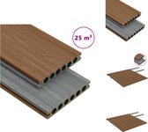vidaXL Terrasplankenset - HKC - 25 m² - bruin/grijs - 40x terrasplank - inclusief accessoires - Vloer
