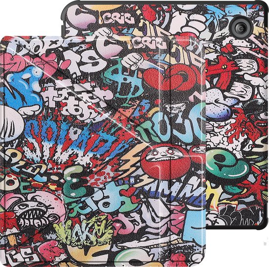 Hoesje Geschikt voor Kobo Libra 2 Hoesje Luxe Bescherm Case Trifold Met Screenprotector - Hoes Geschikt voor Kobo Libra 2 Hoes Book Cover - Graffity van Hoesje  — afbeelding 5