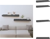 vidaXL Zwevende Schappen - Massief Grenenhout - 80 x 12 x 9 cm - Grijs - Decoratieve Wandgemonteerde Etalageplanken - Wandsteun