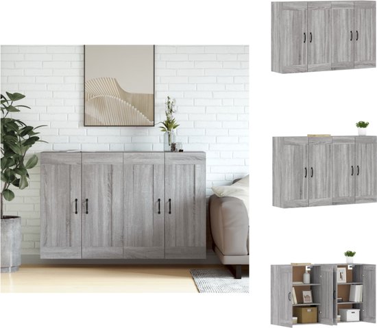 Homgoday Wandkast, eiken rook, 69,5 x 34 x 90 cm, dressoir keukenkast